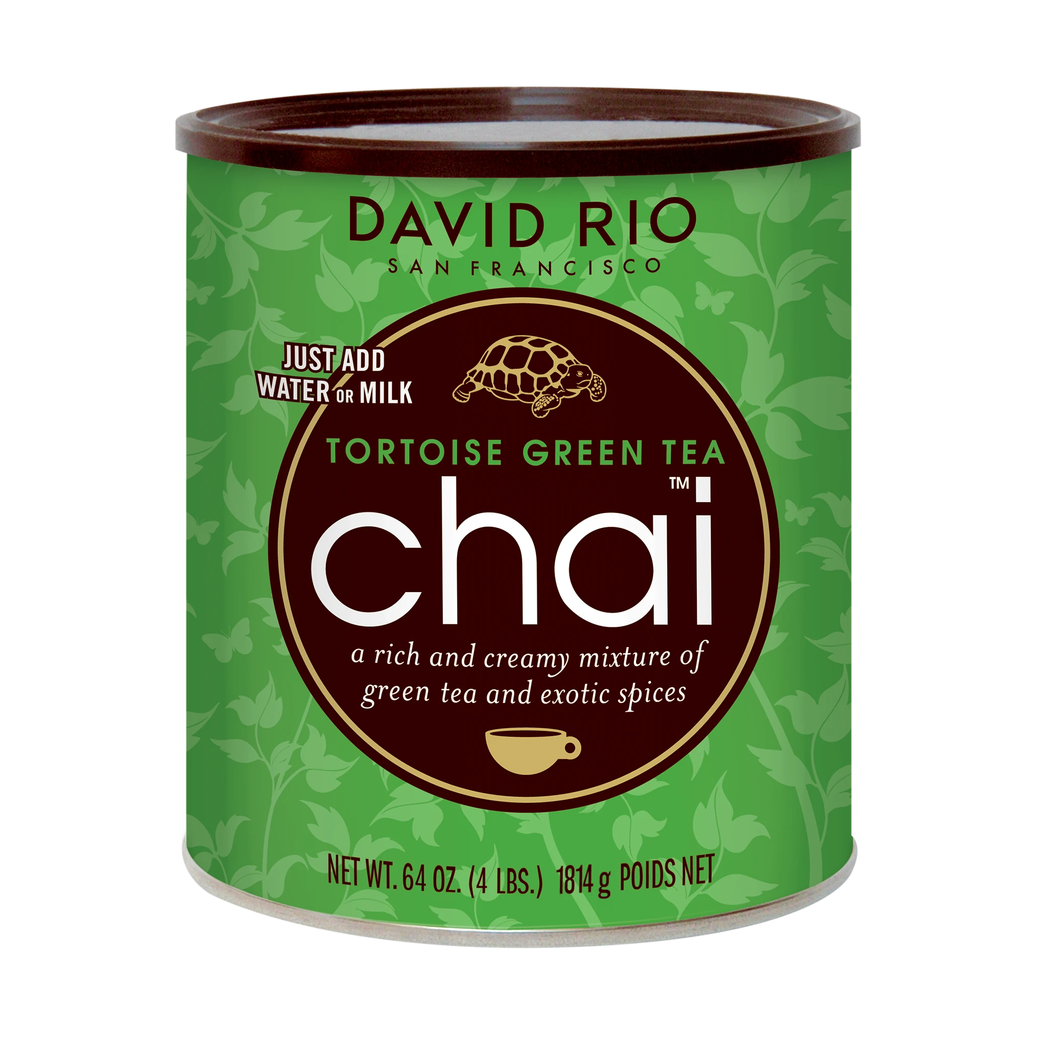 David rio chai tortuga base en polvo sabor té verde bote 1.814 kg