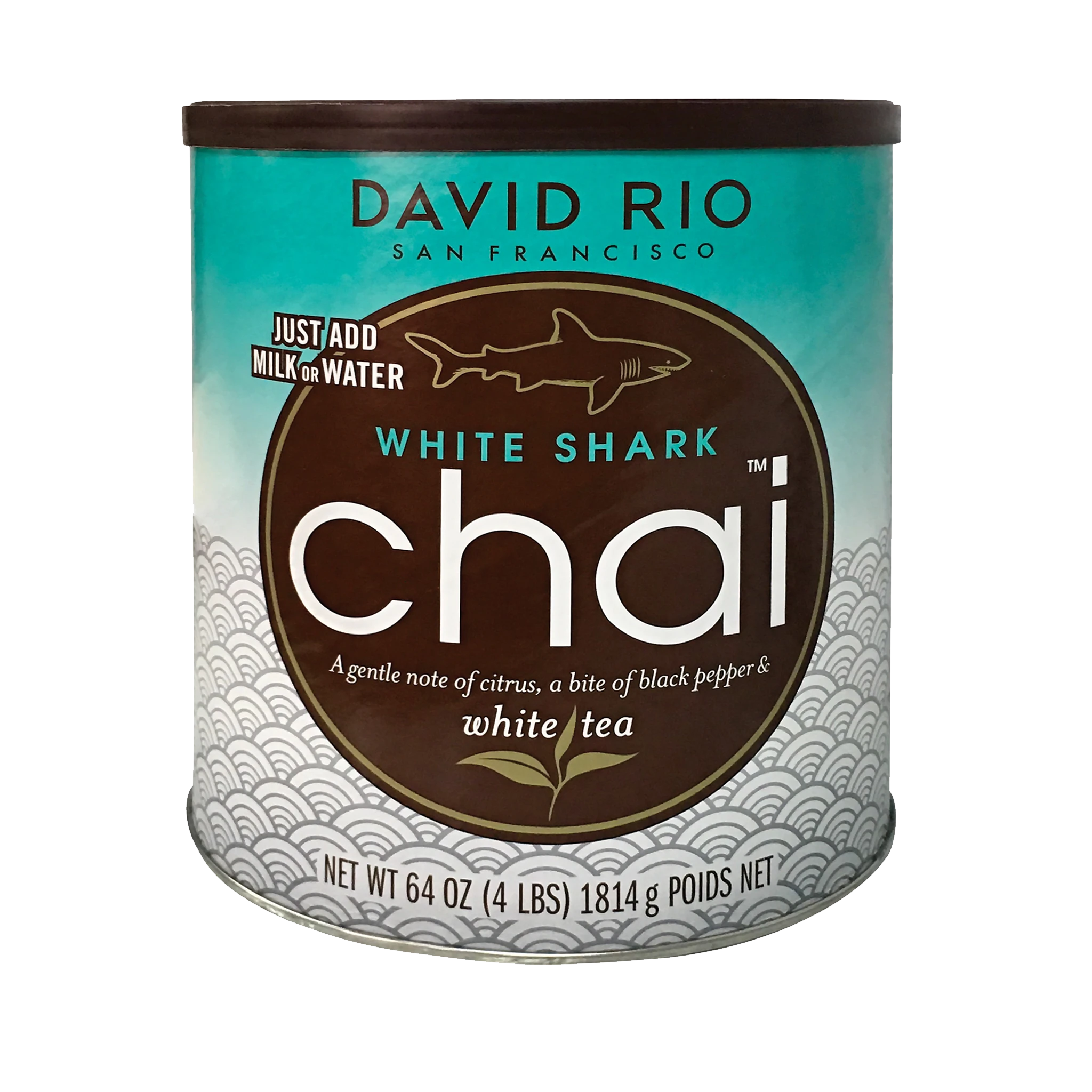 David rio chai tiburón base en polvo sabor té blanco bote 1.814 kg