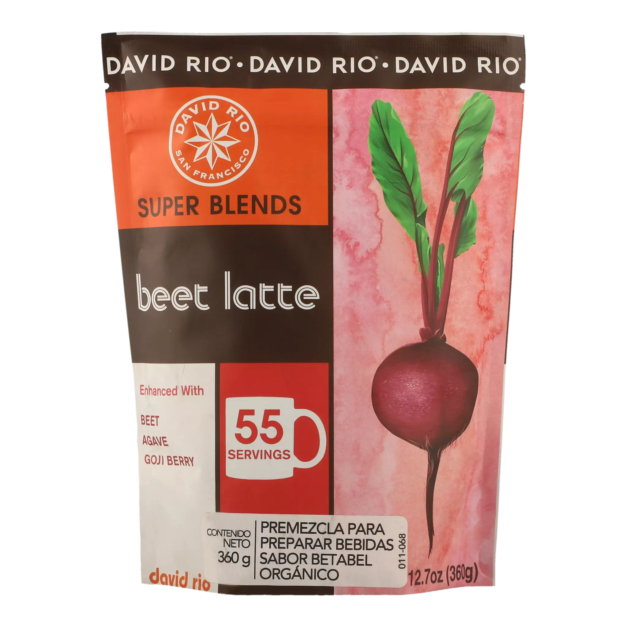 David rio super blends beet latte en polvo bolsa 360g