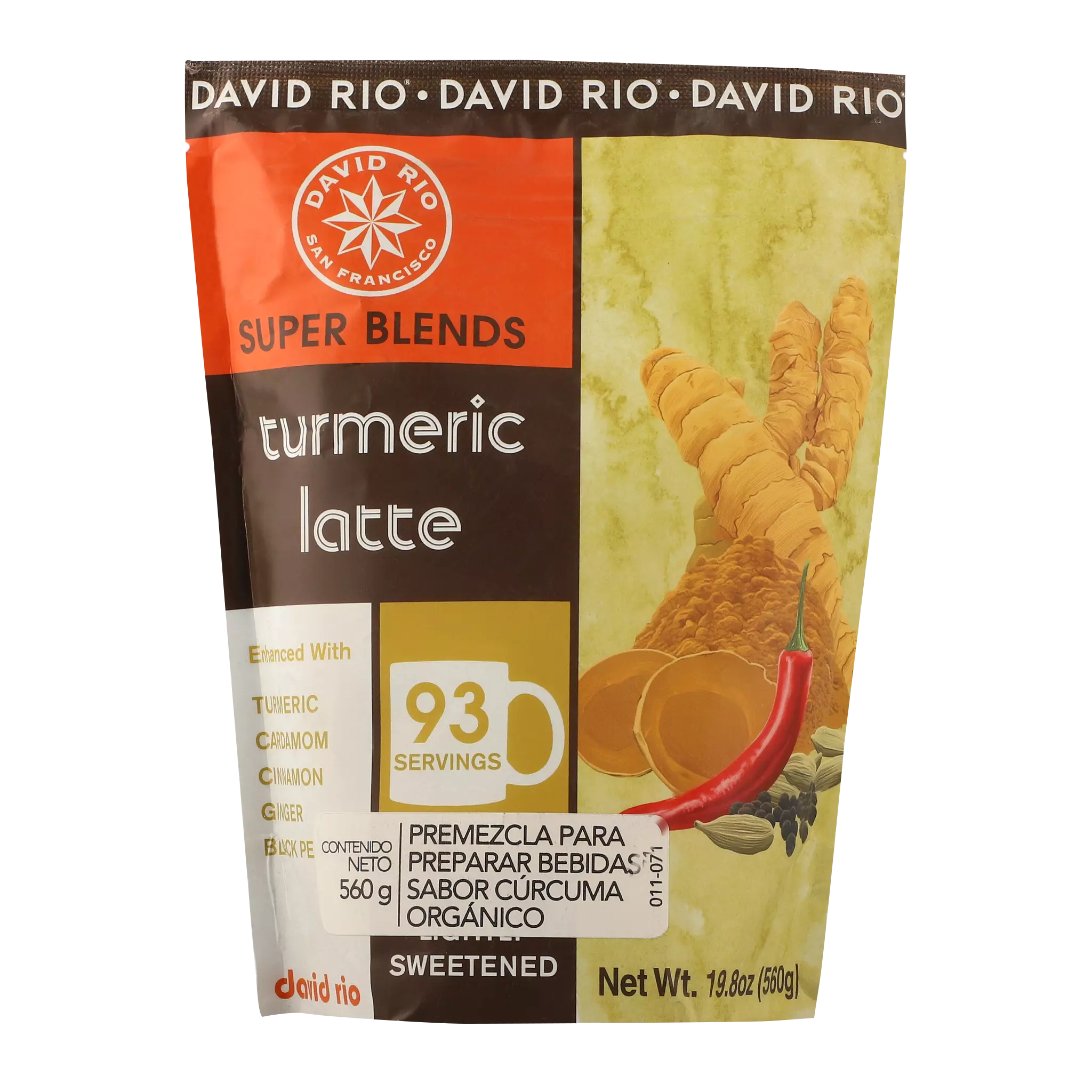 David rio super blends turmeric latte en polvo bolsa 560g